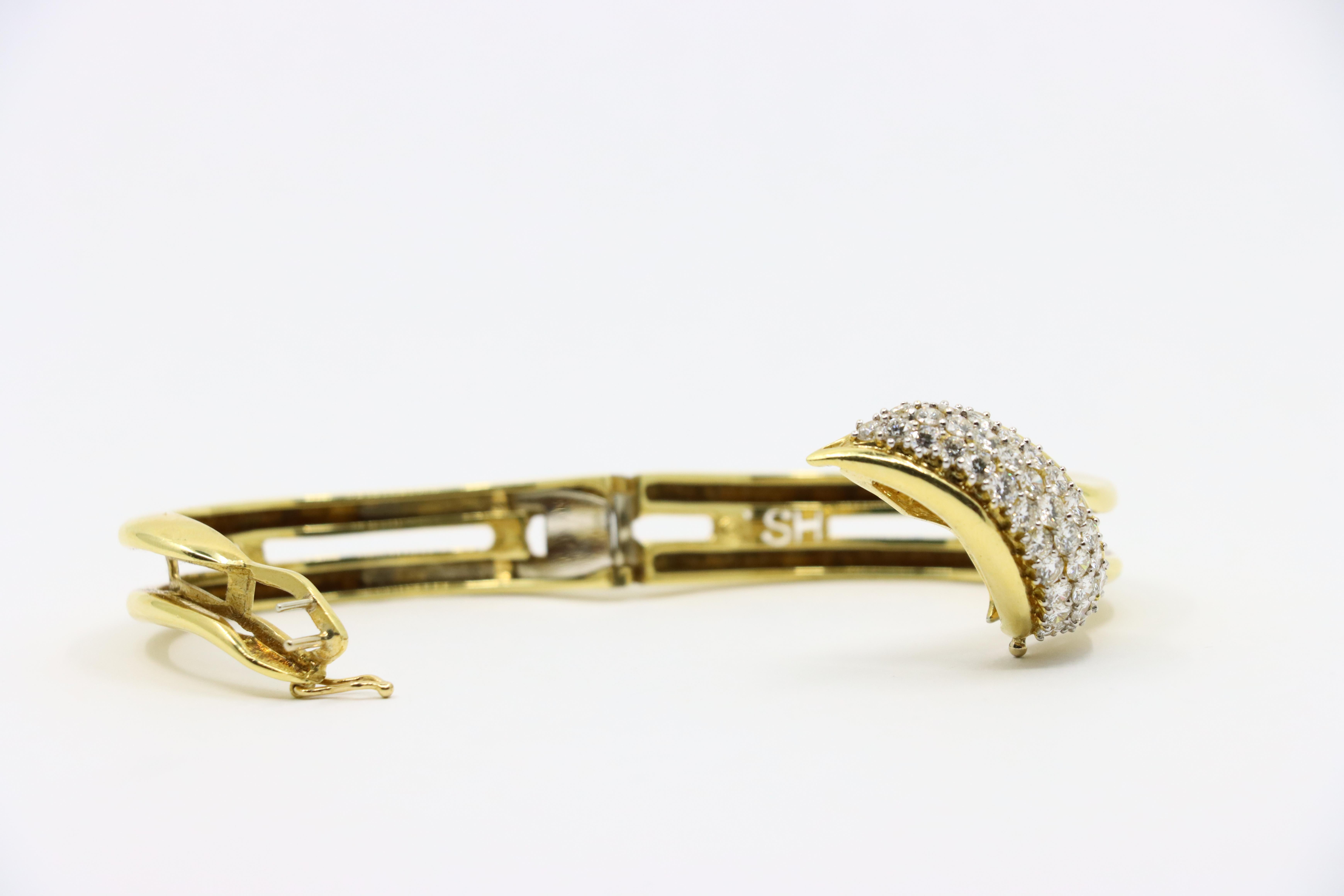 Bracelet vintage en or 18K avec diamants en vente 3