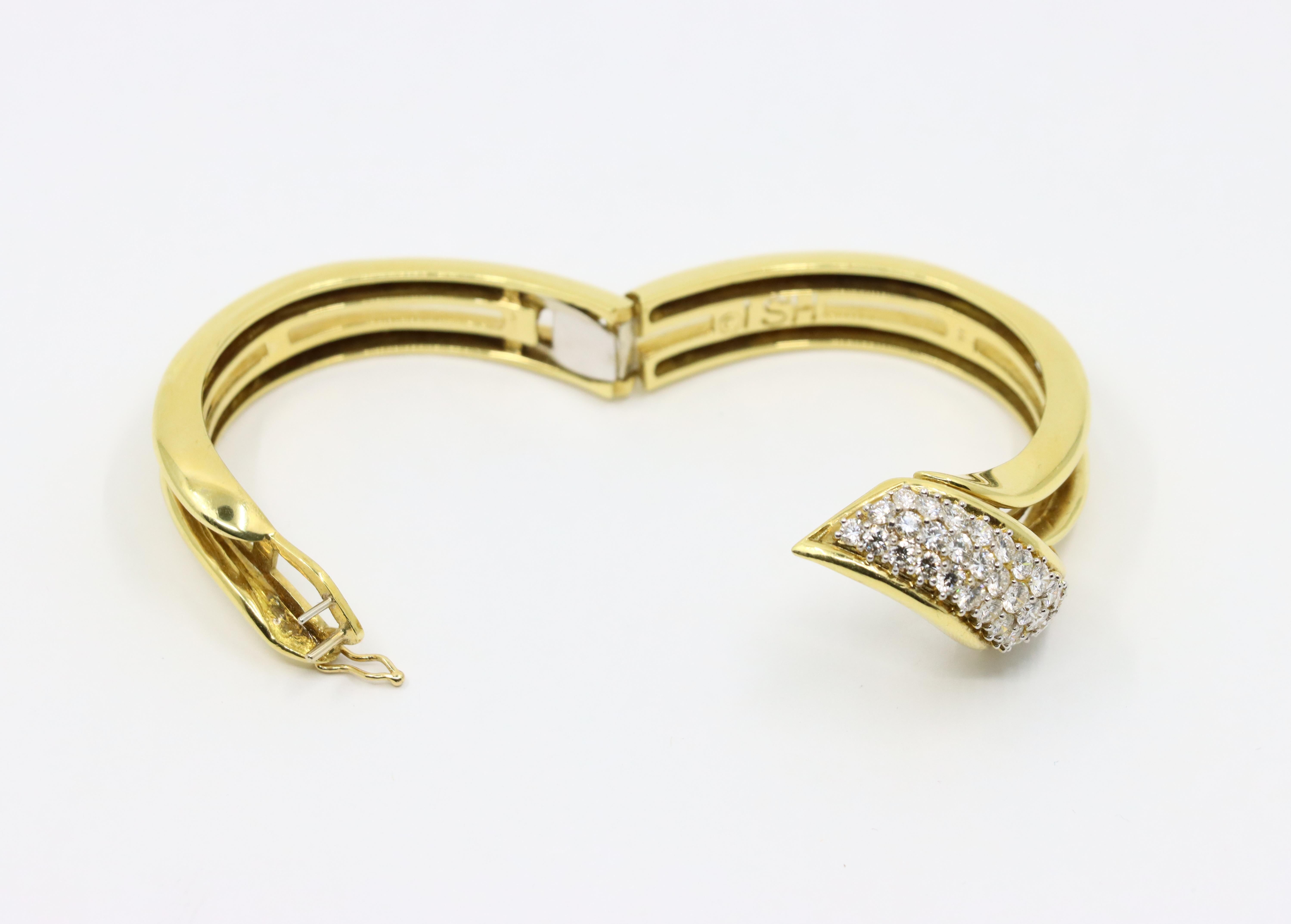 Bracelet vintage en or 18K avec diamants en vente 4