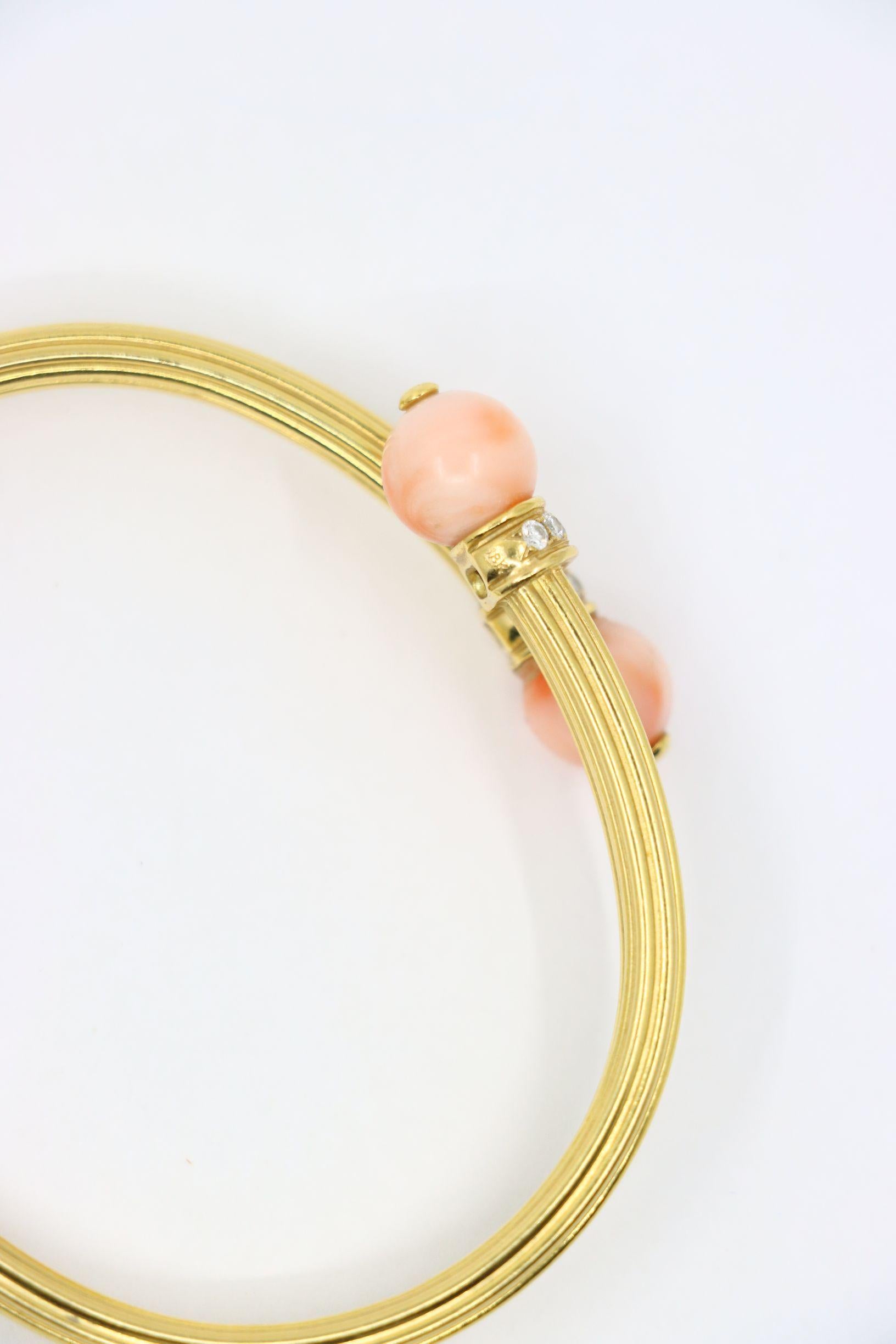 Bracciale in corallo con diamanti d'epoca in oro 18 carati in vendita 6