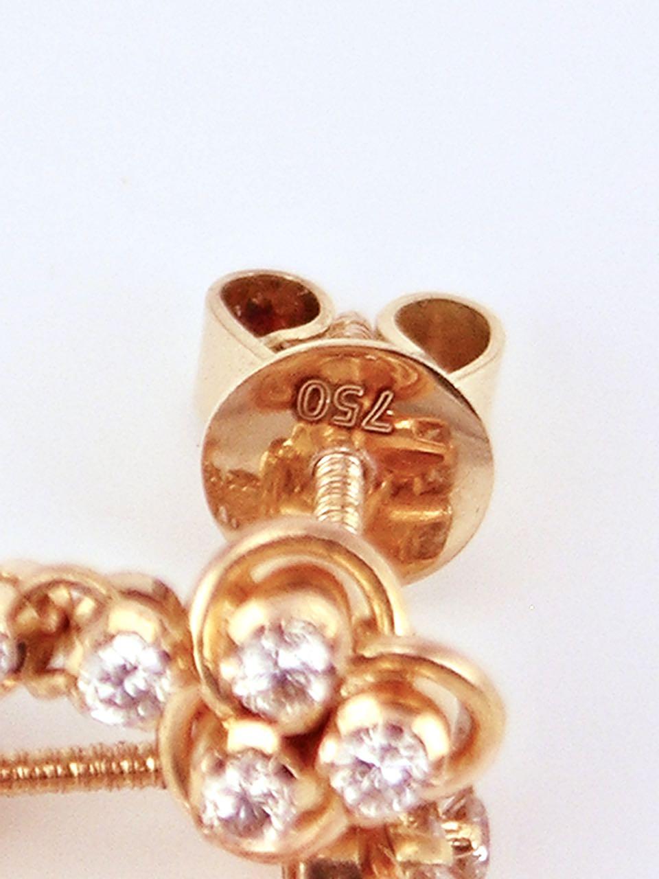 Vintage 18 Karat Gold Diamond Drop Earrings In Good Condition For Sale In Sydney, NSW