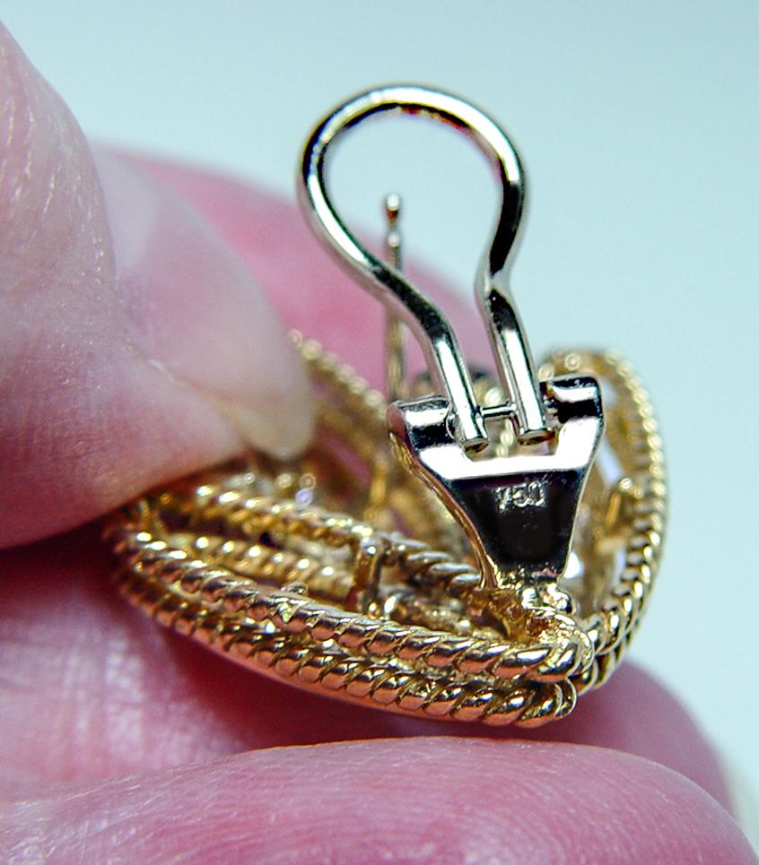 Vintage 18K Gold Diamant Ohrringe Opulent Estate Midcentury 13.4gr circa 1960s Damen im Angebot
