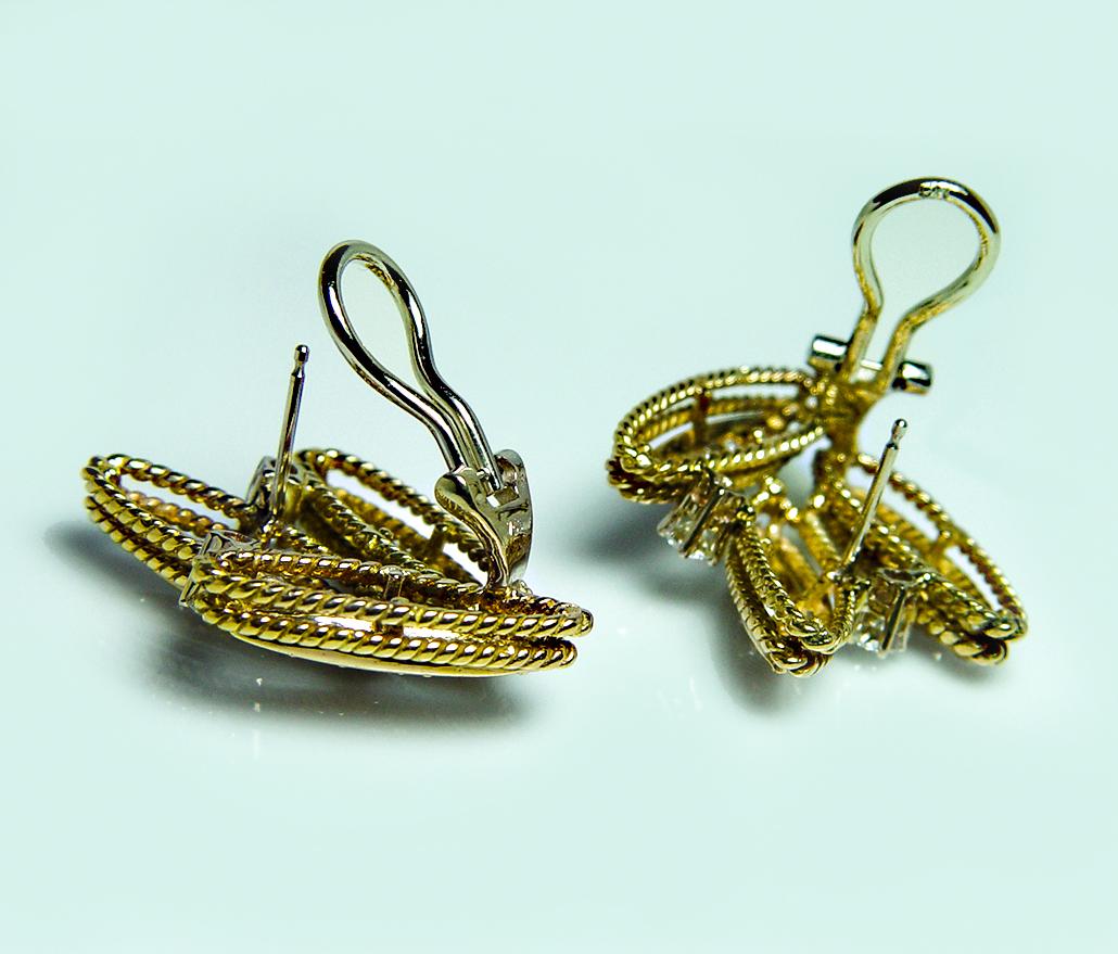 Vintage 18K Gold Diamant Ohrringe Opulent Estate Midcentury 13.4gr circa 1960s im Angebot 2