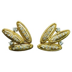 Vintage 18K Gold Diamant Ohrringe Opulent Estate Midcentury 13.4gr circa 1960s