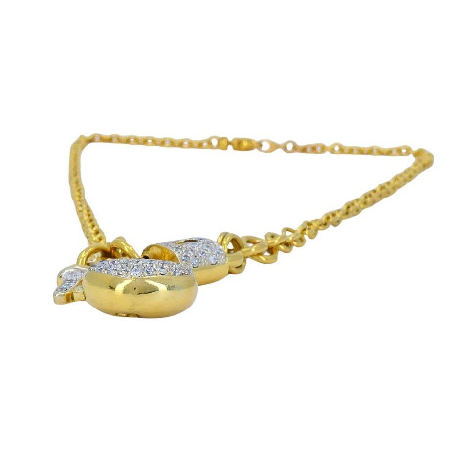 Vintage 18k Gold Diamond Heart Lock Key Anhänger Halskette im Angebot 1