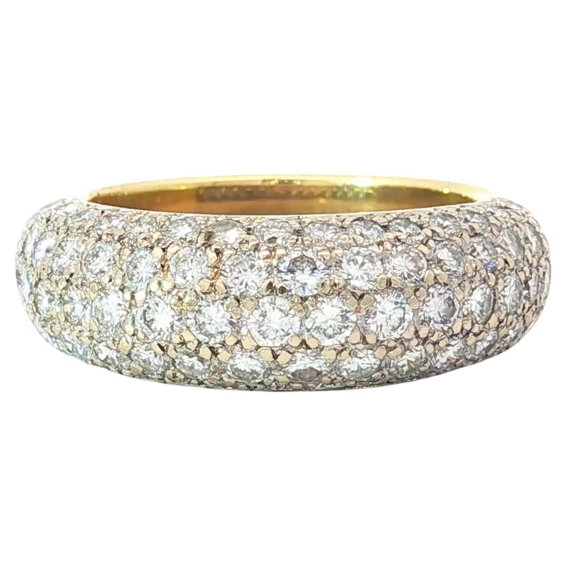 Vintage 18K Gold Diamond Pavé Dome Ring, Bombé Style, Substantial 9.5 grams