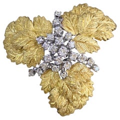 Broche vintage en or 18K avec pendentif diamant