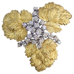 Vintage 18K Gold Diamond Pendant Brooch