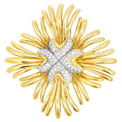 Broche Vintage en or 18k Diamond Ray par Verdura