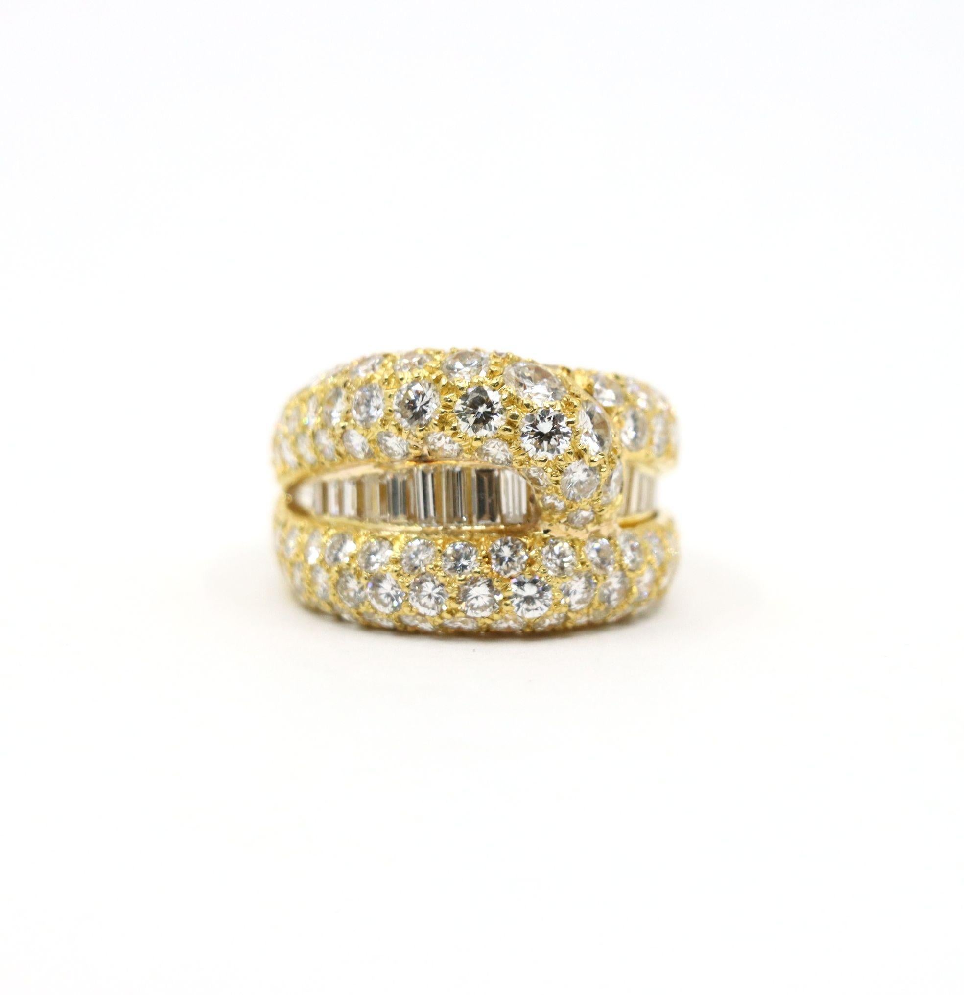 Anillo vintage de diamantes de oro de 18 quilates Corte brillante en venta