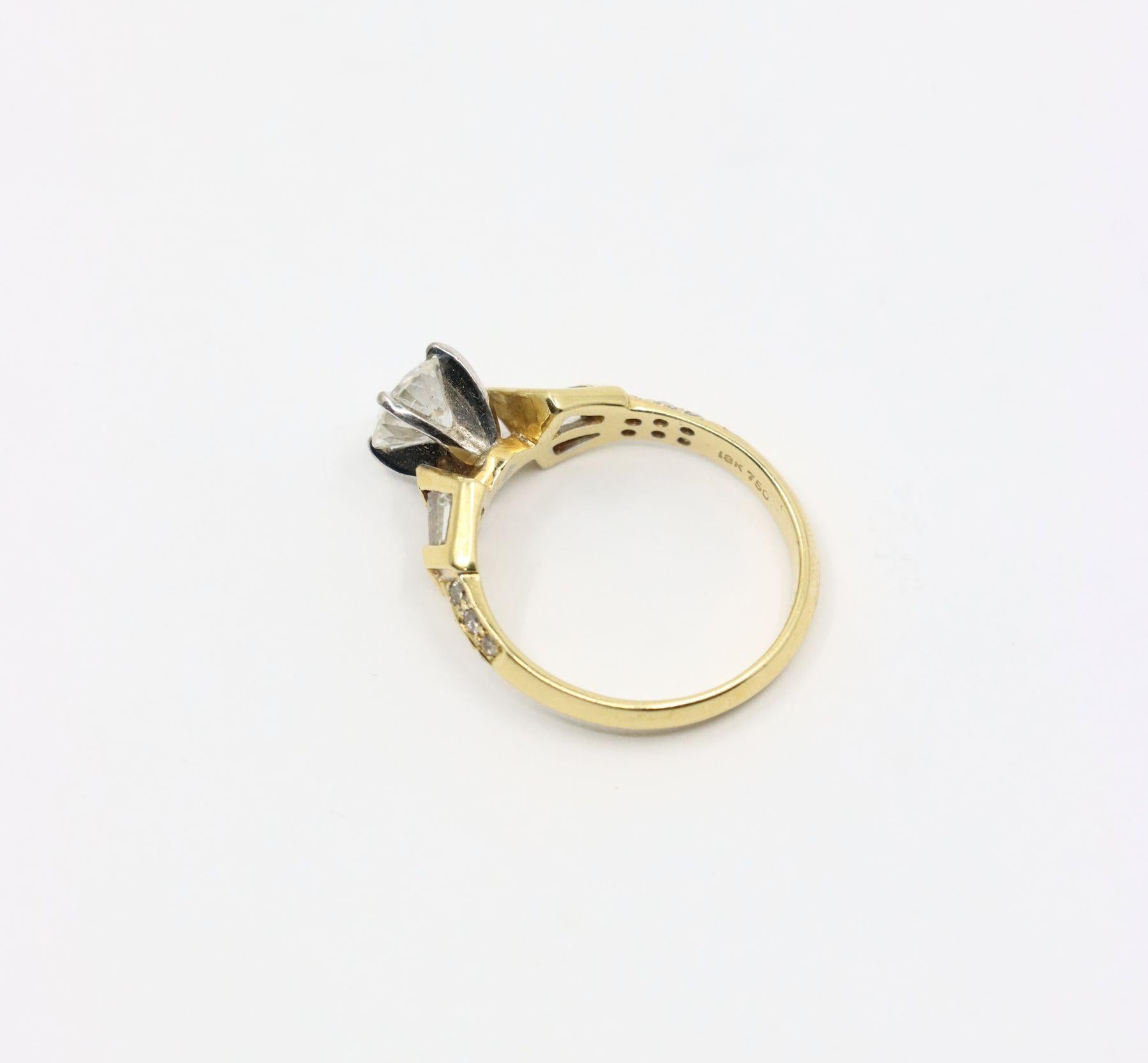 Anello con diamante in oro 18 carati vintage in vendita 4