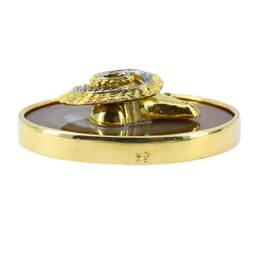 Cabochon Vintage 18k Gold Diamond Ruby Aries Ram Astrology Pendant For Sale