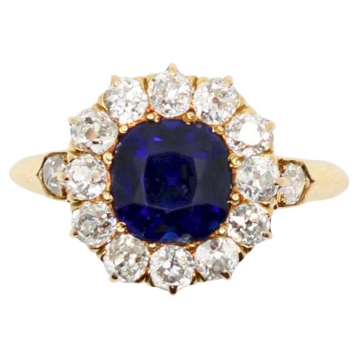 Vintage 18K Gold Diamond Sapphire Ring