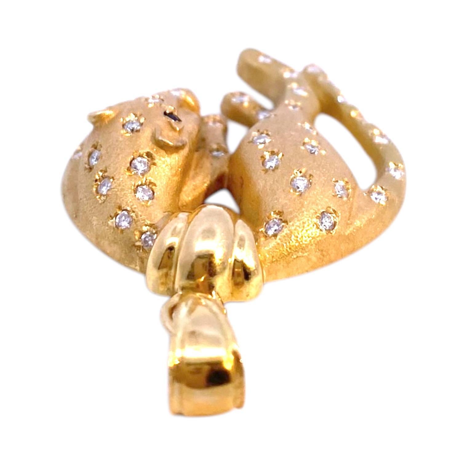 Ciondolo Pantera d'epoca in oro 18 carati con diamanti incastonati In condizioni buone in vendita a Henderson, NV