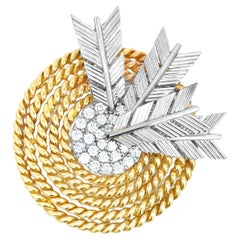 Vintage 18k Gold Diamond Target brooch by Verdura