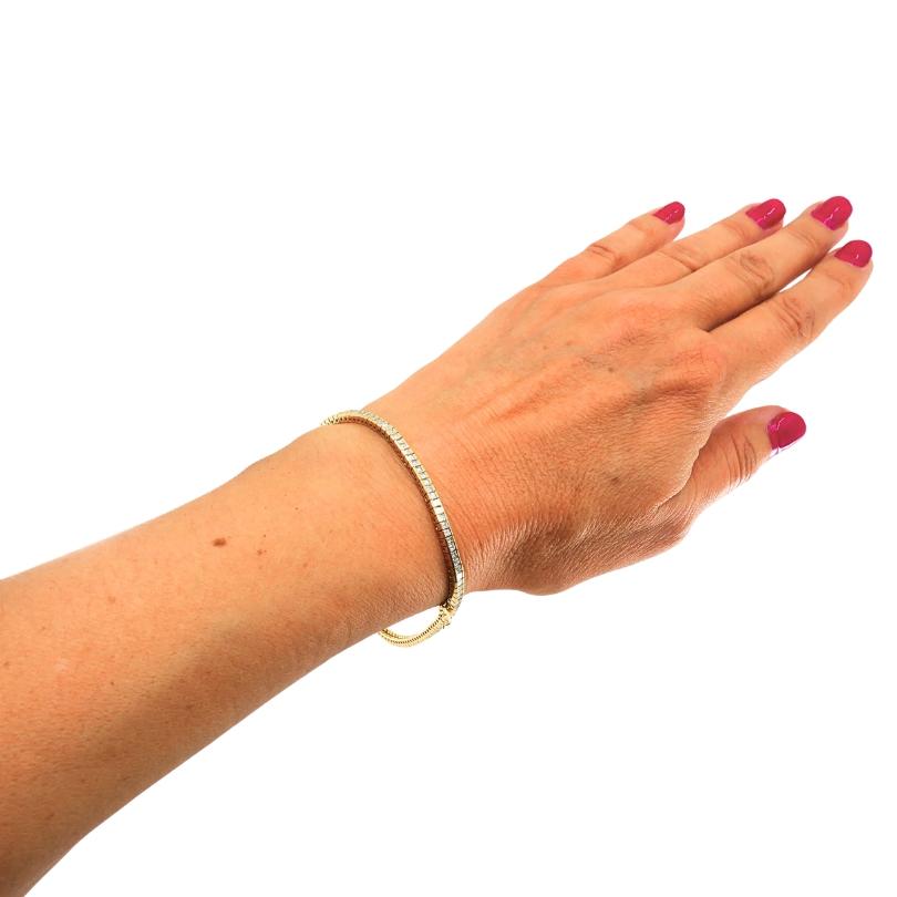 Taglio misto Bracciale tennis con diamanti d'epoca in oro 18k, 3,79 carati in vendita