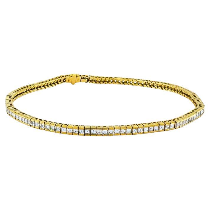 Pulsera de tenis vintage de oro de 18 quilates con diamantes, 3,79 quilates