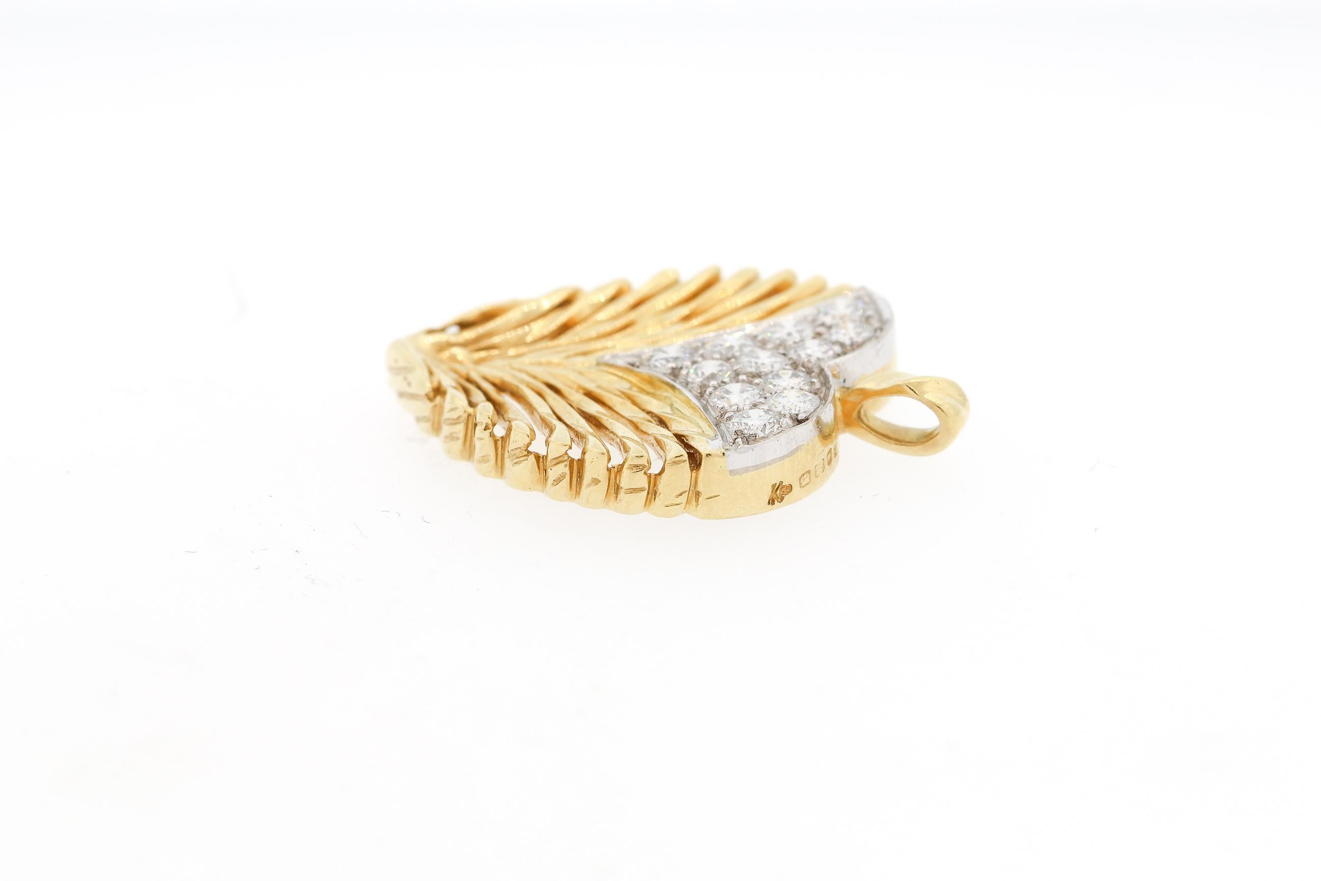 Modern Vintage 18 Karat Gold Diamond Textured Heart Pendant by Kutchkinsky