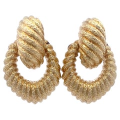 Vintage 18K Gold Door Knocker Style Earrings