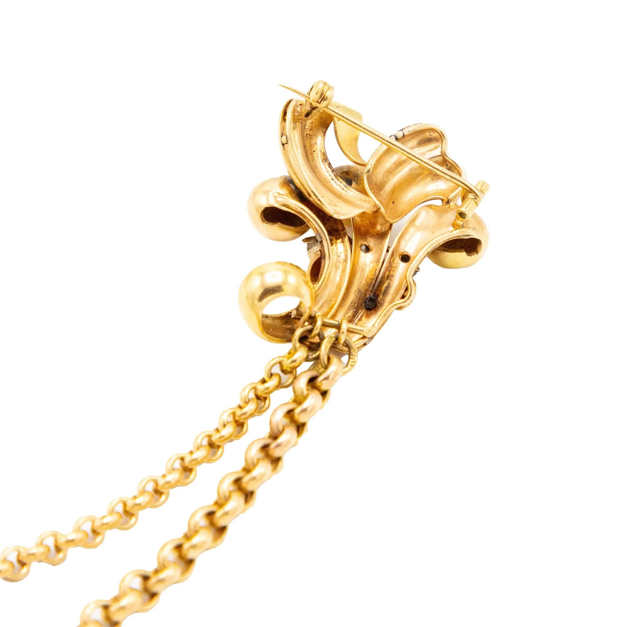 Vintage 18K Gold Double Clip Brosche mit Diamant - Retro Bow Sheaf Design - '40s im Angebot 5