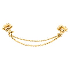 Vintage 18K Gold Double Clip Brooch with Diamond - Retro Bow Sheaf Design - '40s