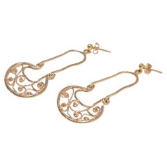 Pendientes vintage de oro de 18 quilates del maestro sueco Bengt Hallberg Fabricados en 1981