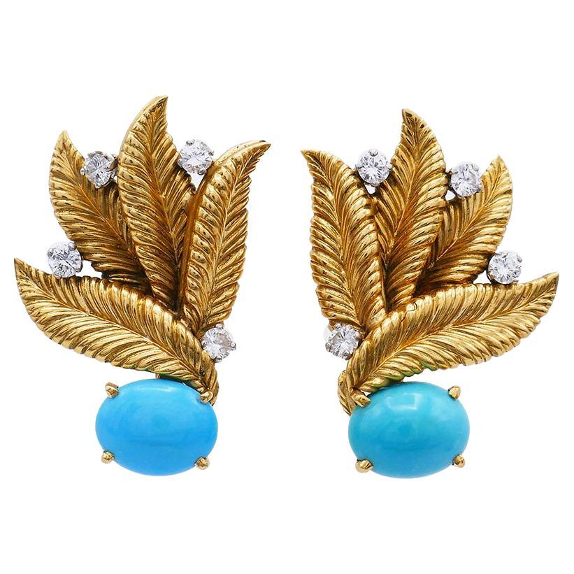 Estate Diamond Snowflake Earrings 14 Karat Gold ClipOn Vintage Fine