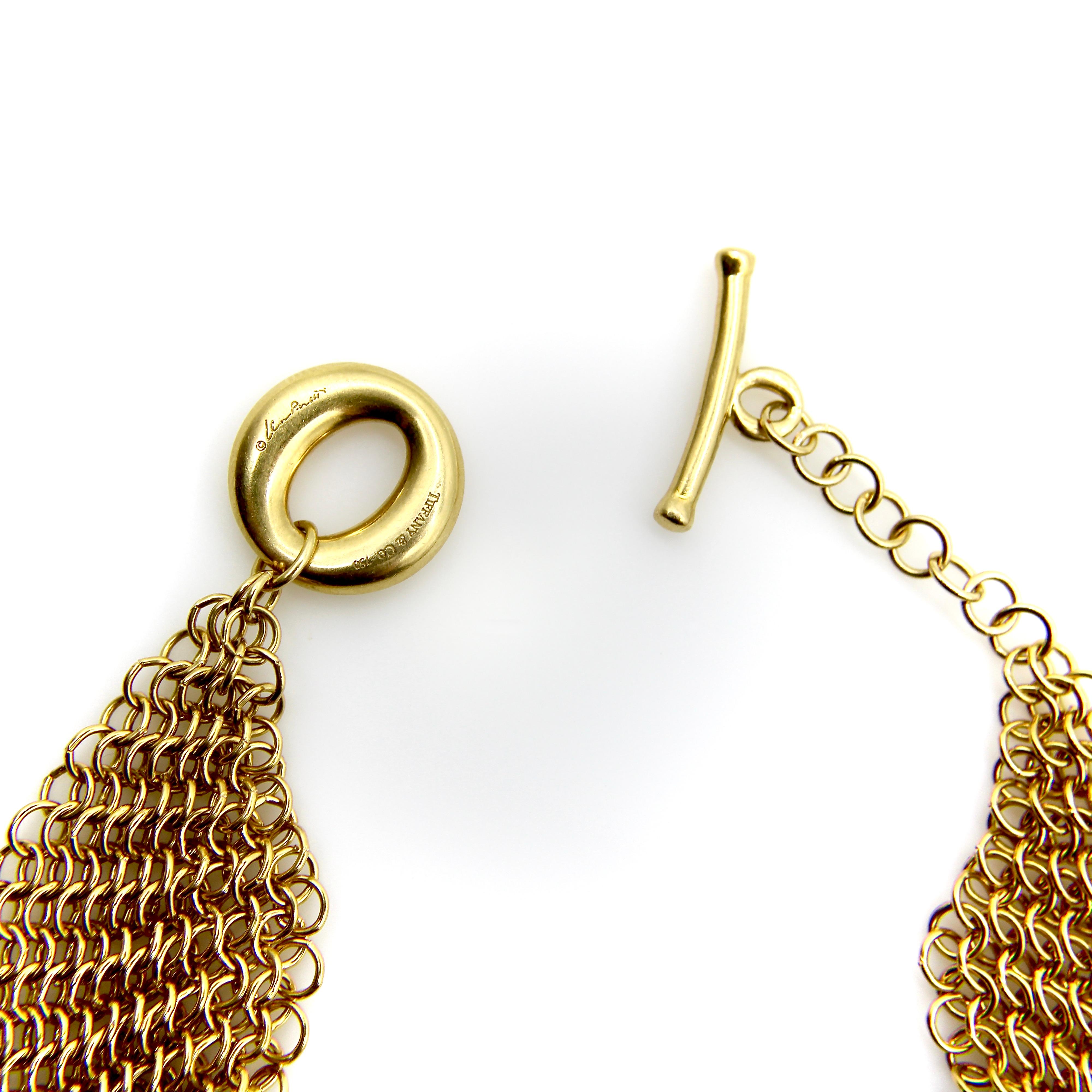 Vintage 18K Gold Elsa Peretti for Tiffany & Co. Mesh-Armband aus Mesh mit Sevillana-Knöpfen im Zustand „Gut“ im Angebot in Venice, CA