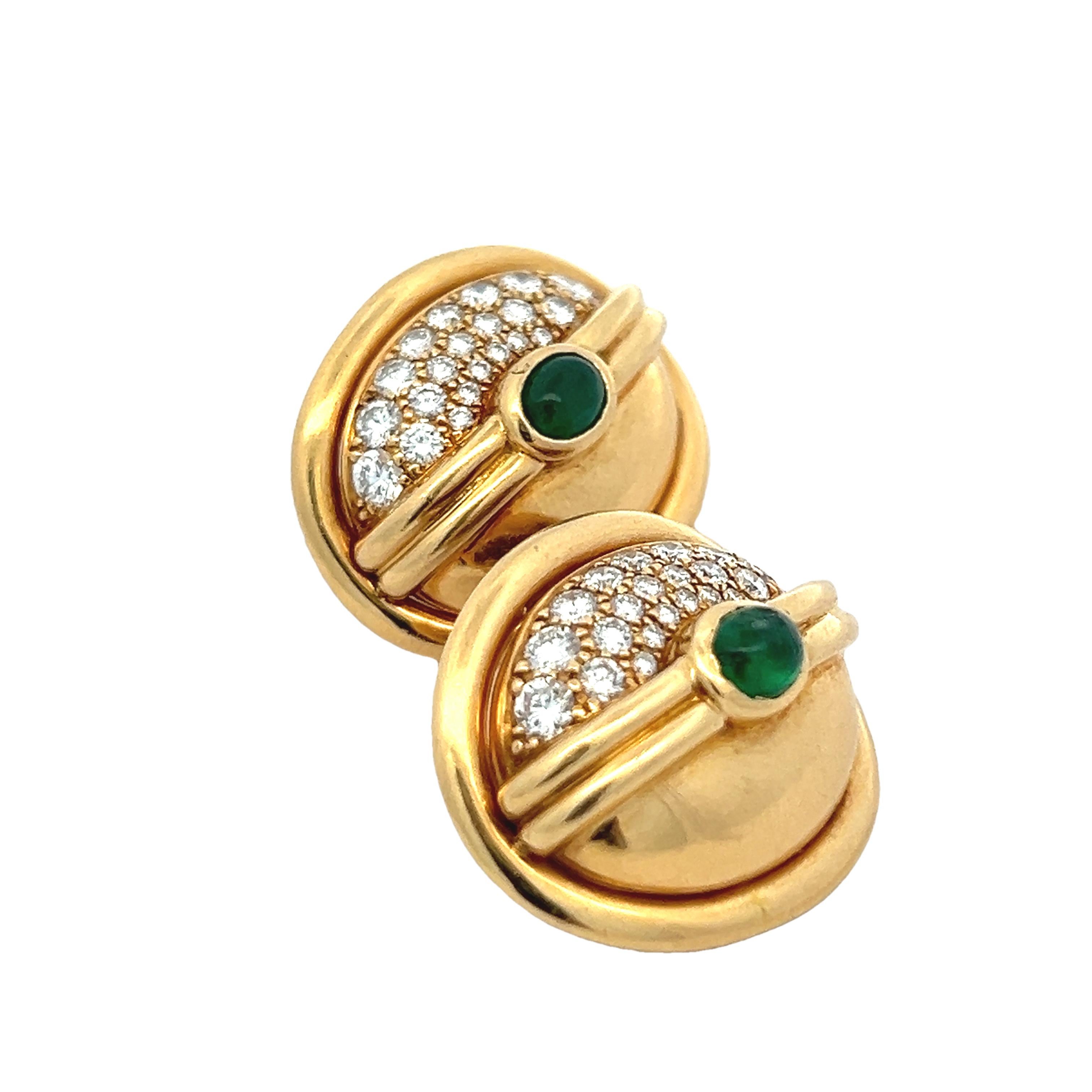 Vintage 18K Gold Smaragd & Diamant Clip-On Ohrringe, 1,7ct D-F VVS (Modernistisch) im Angebot