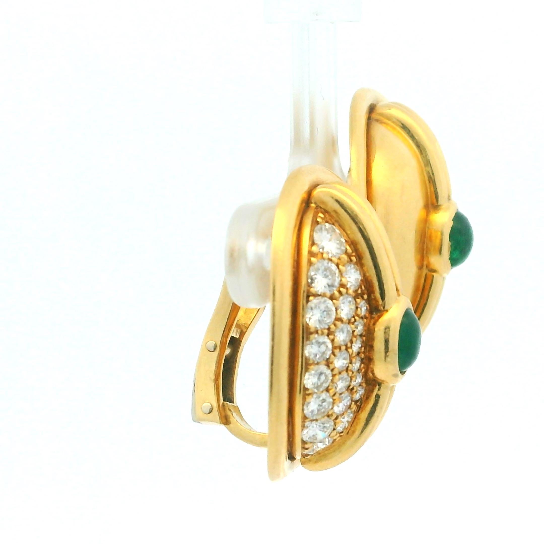Vintage 18K Gold Smaragd & Diamant Clip-On Ohrringe, 1,7ct D-F VVS im Angebot 2