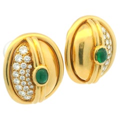 Pendientes vintage de oro de 18 quilates con esmeralda y diamantes, 1,7 ct D-F VVS