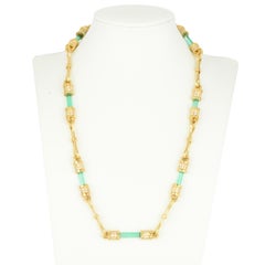 Collana vintage in oro 18k, smeraldi e diamanti di Leo De Vroomen, 1979 ca.