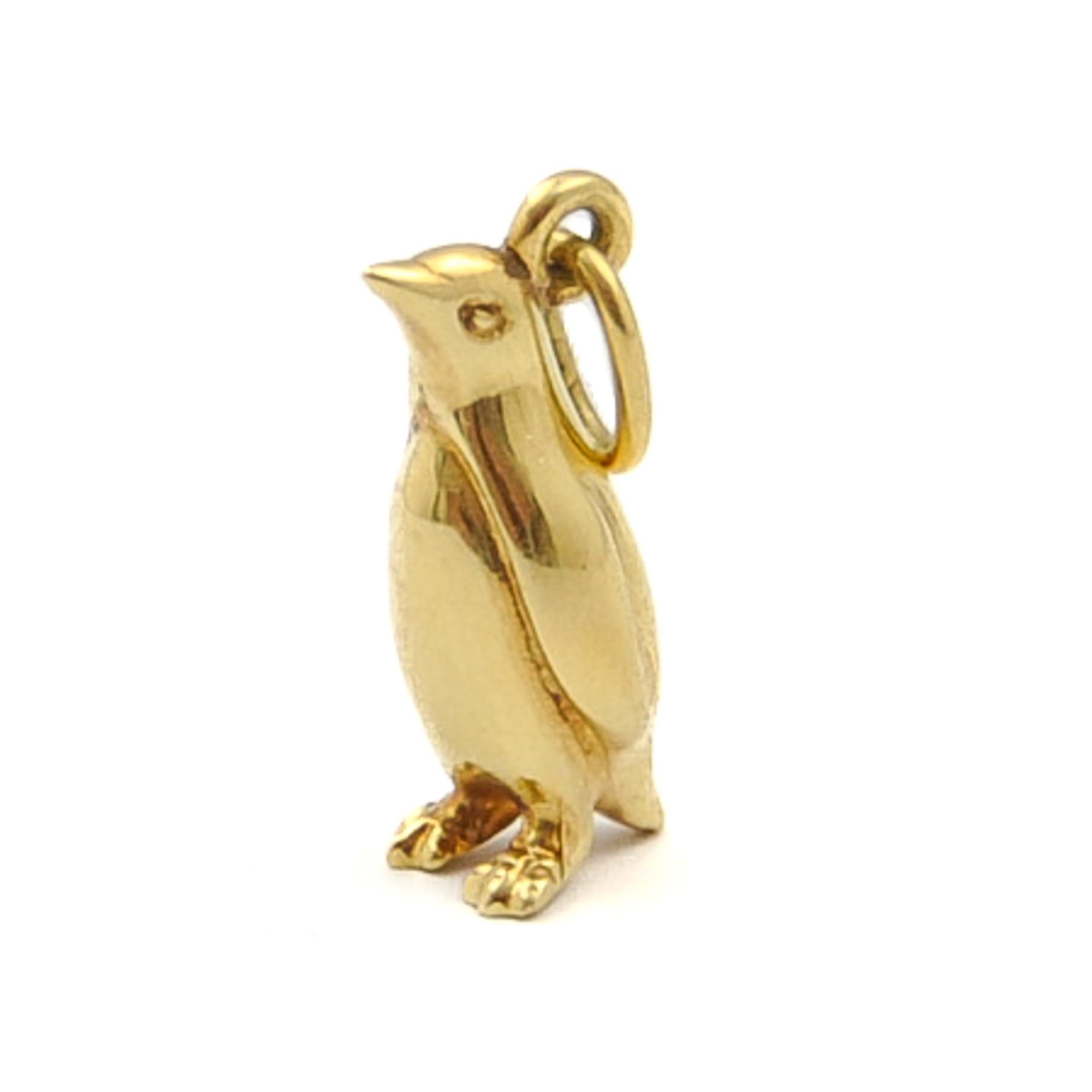 Women's or Men's Vintage 18K Gold Emperor Penguin Charm Pendant