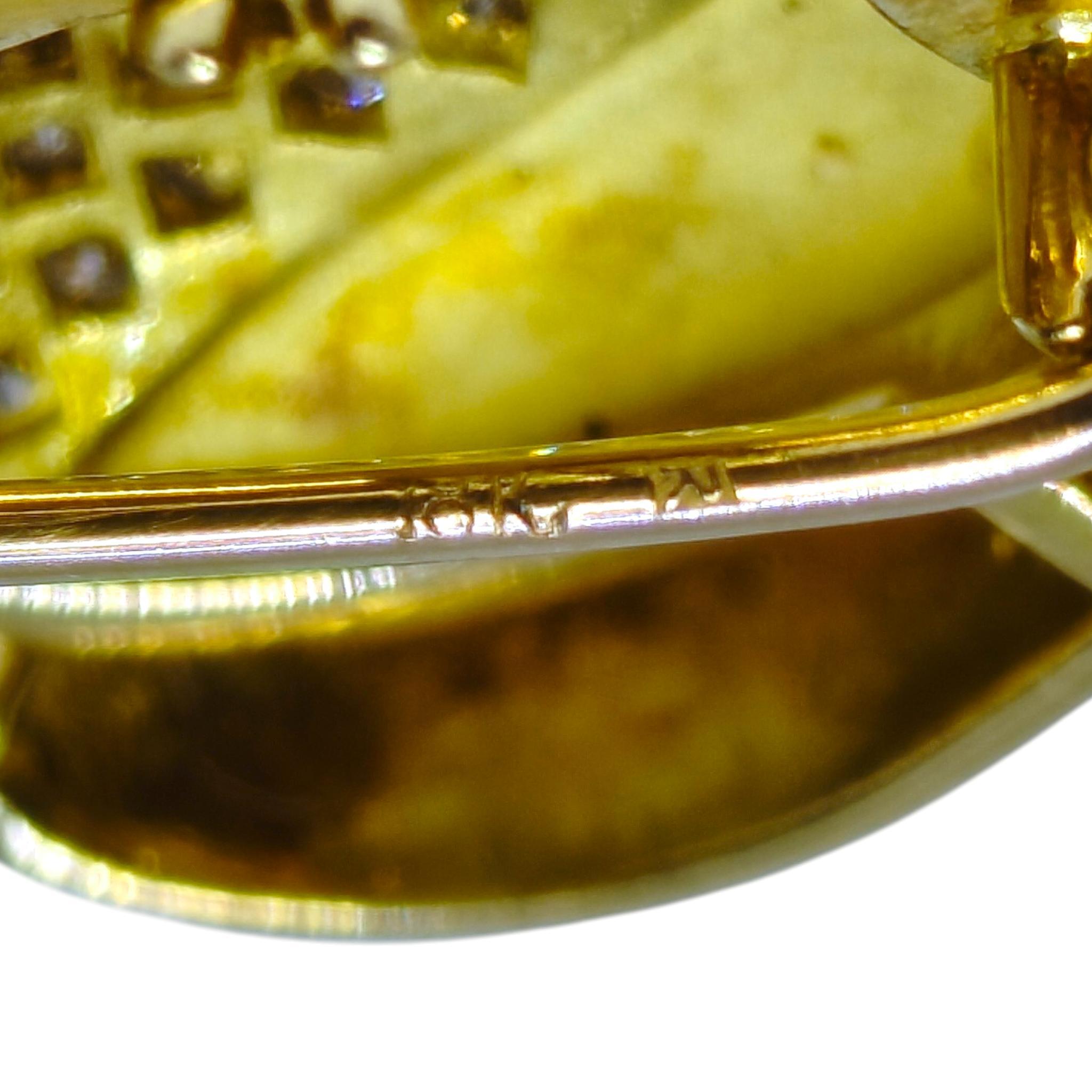 Vintage 18K Gold Enamel And Diamond Ladybug Brooch en venta 3