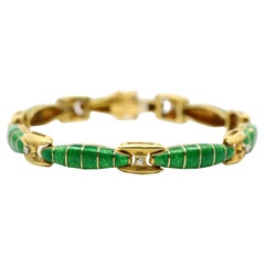 Bracelet vintage en or 18K avec émail et diamants