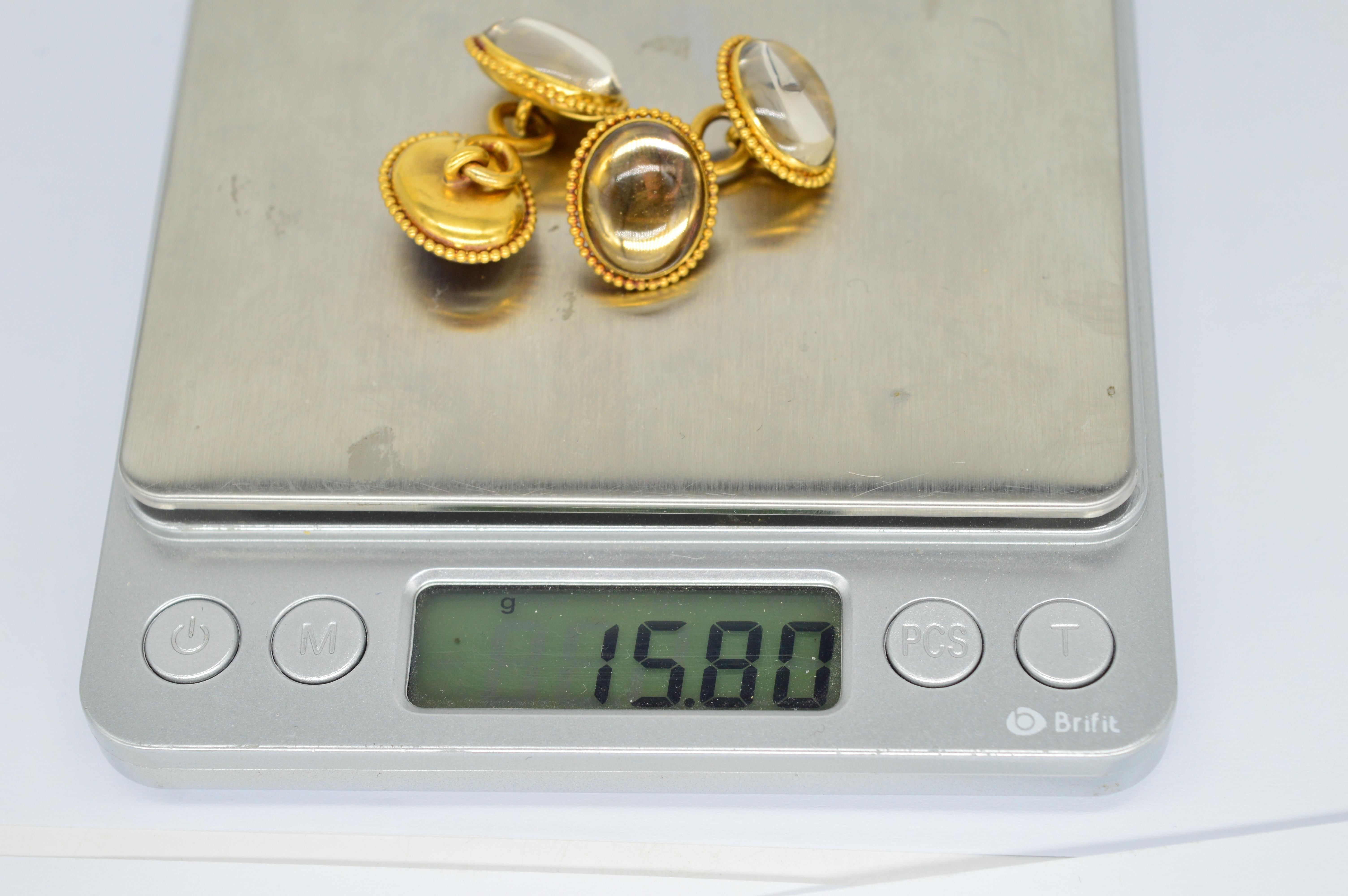 18 Karat Gold Essex Kristall-Spiegel Art Deco Einzigartige Luxus Statement-Manschettenknöpfe im Angebot 6