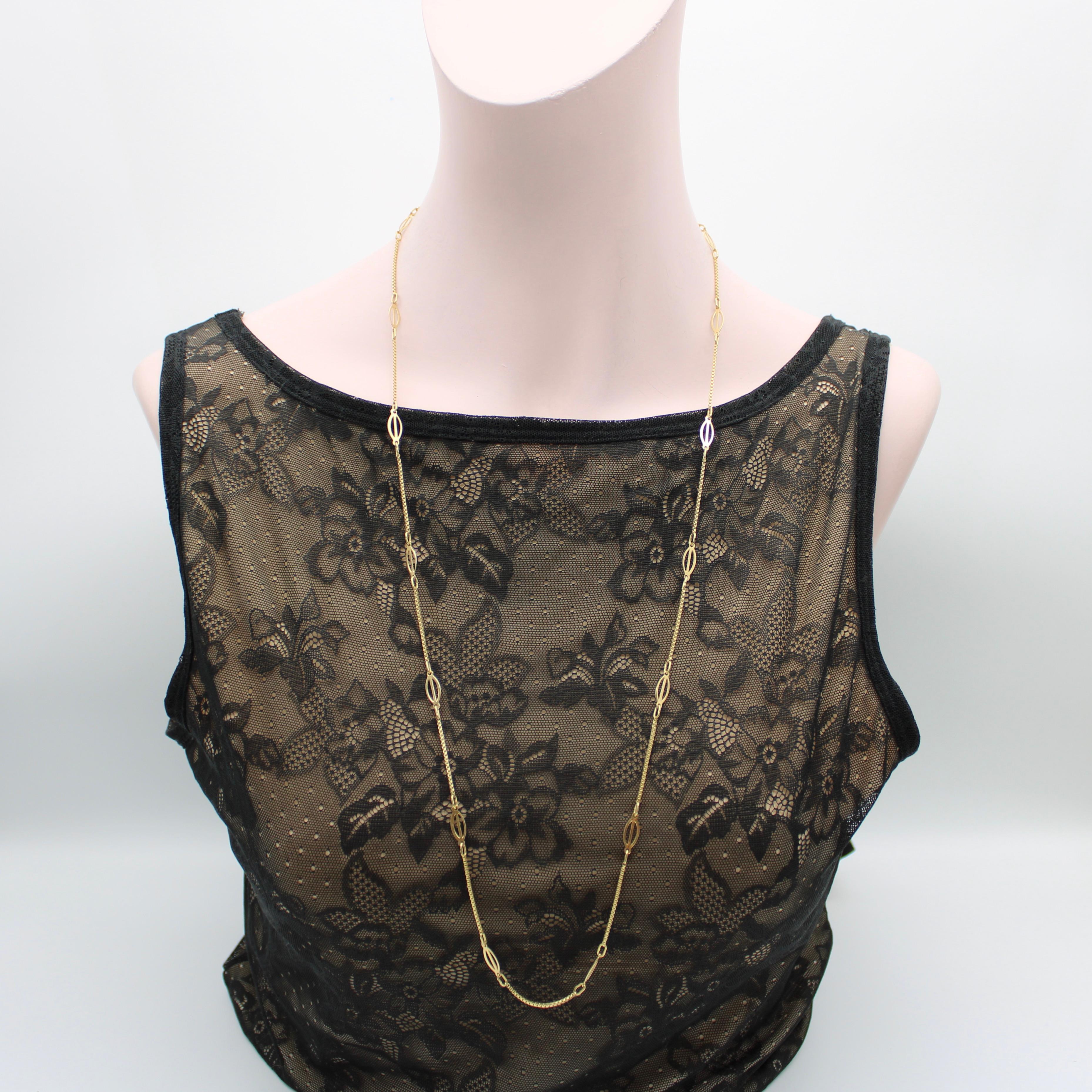 Vintage 18K Gold Fancy Link Station Italian Chain In Good Condition For Sale In Venice, CA