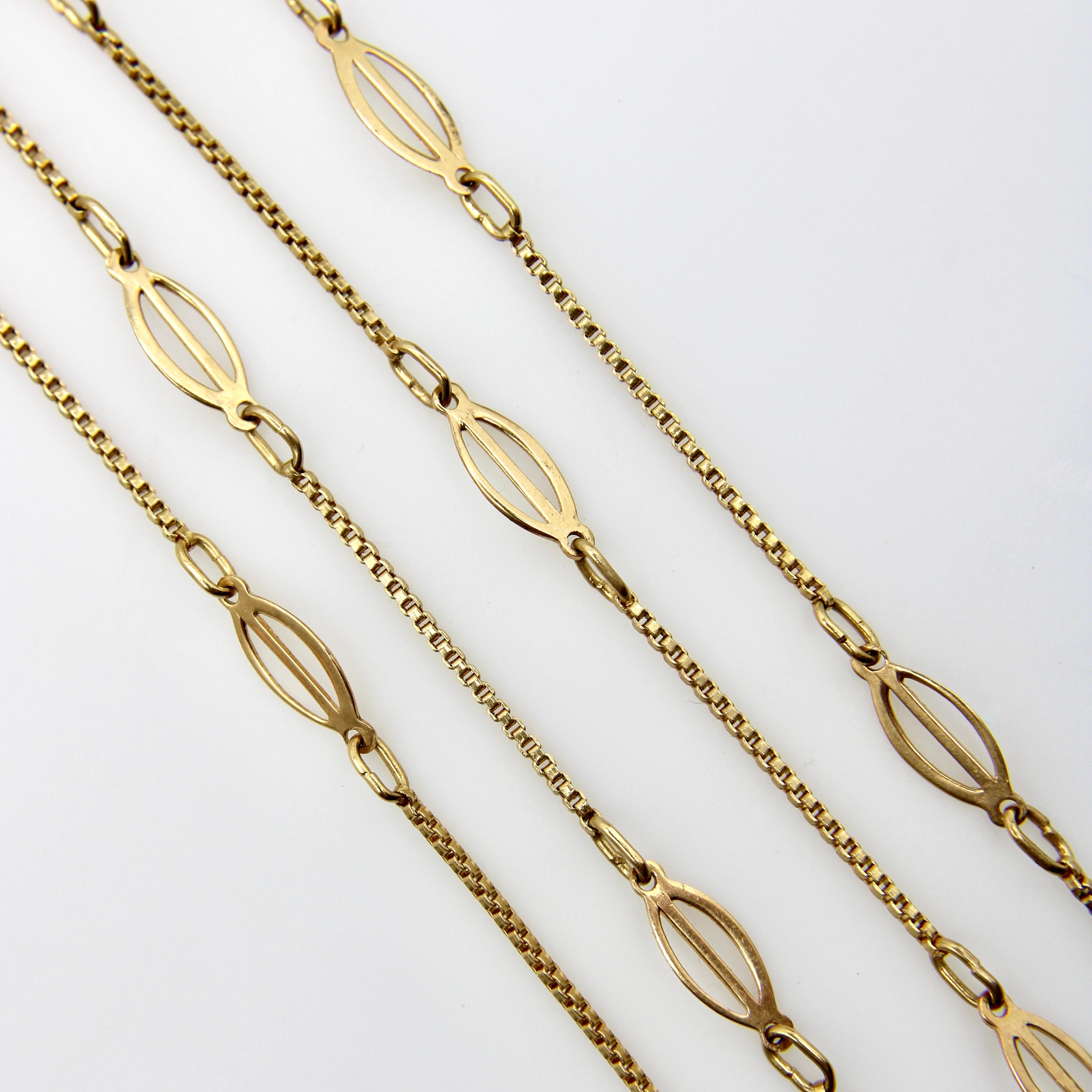 Vintage 18K Gold Fancy Link Station Italian Chain For Sale 1