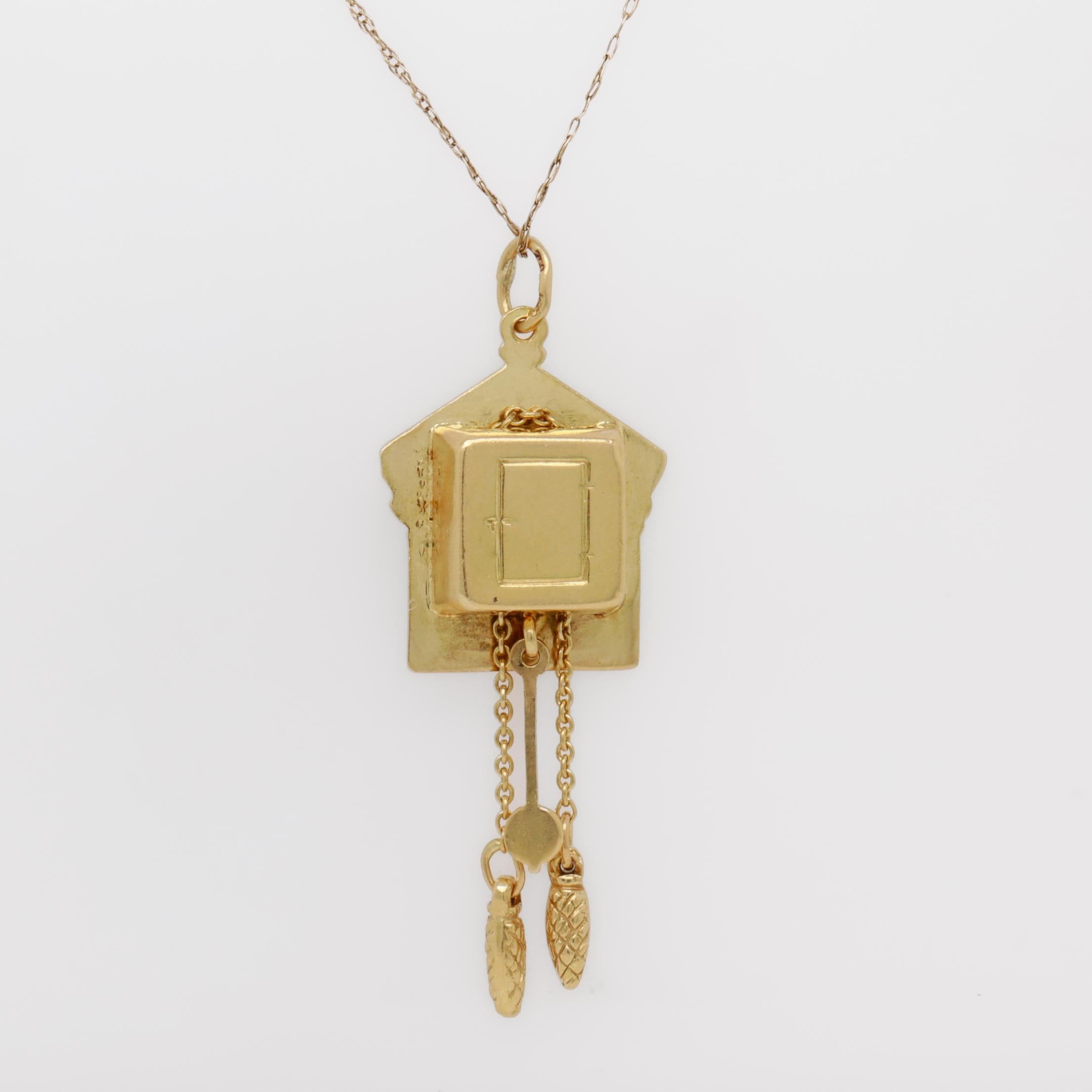 Vintage 18k Gold Figural Cuckoo Clock Charm for a Bracelet 13