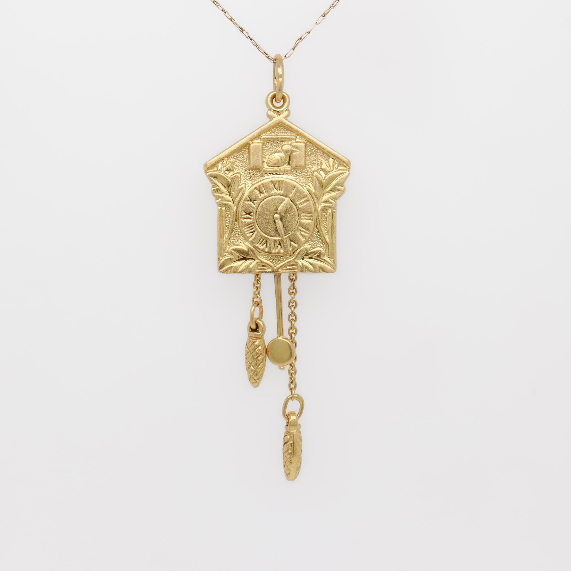 Vintage 18k Gold Figural Cuckoo Clock Charm for a Bracelet 1