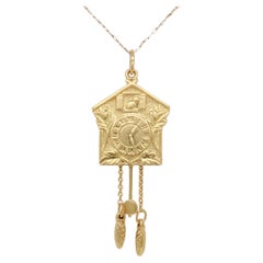 Vintage 18k Gold Figural Cuckoo Clock Charm for a Bracelet