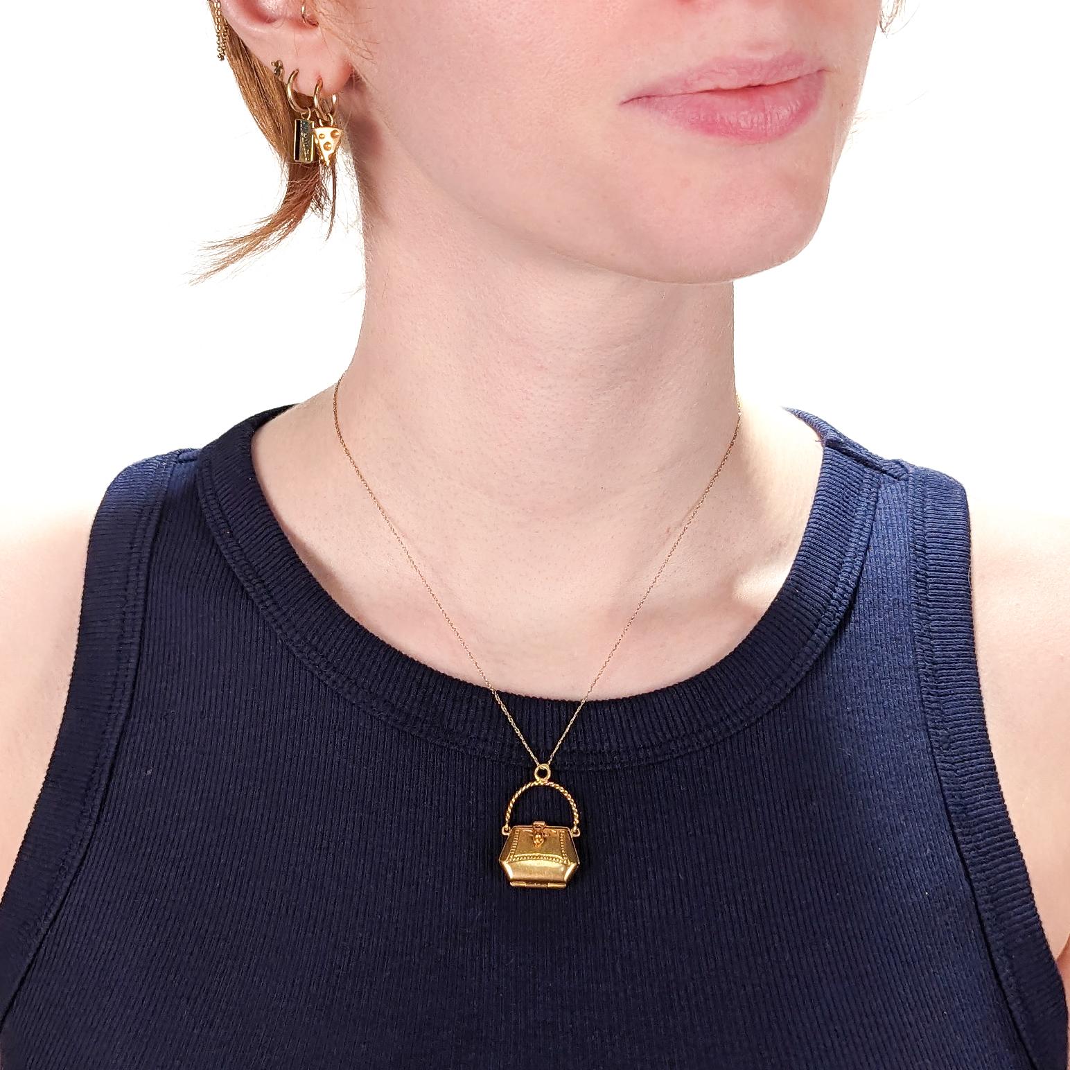 Vintage 18K Gold Figural Purse Charm or Pendant For Sale 8