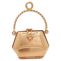 Vintage 18K Gold Figural Purse Charm or Pendant