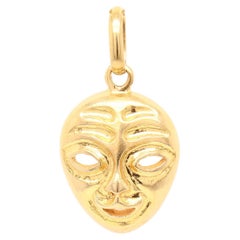 Vintage 18K Gold Figural Theater Mask Necklace Pendant or Charm for a Bracelet