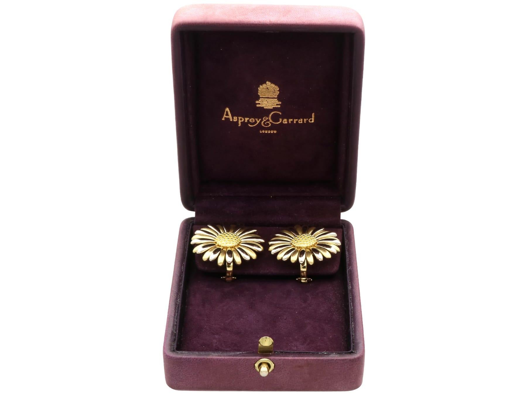 Vintage 18k Gold Floral Earrings by Asprey & Garrard Circa 1990 For Sale 13