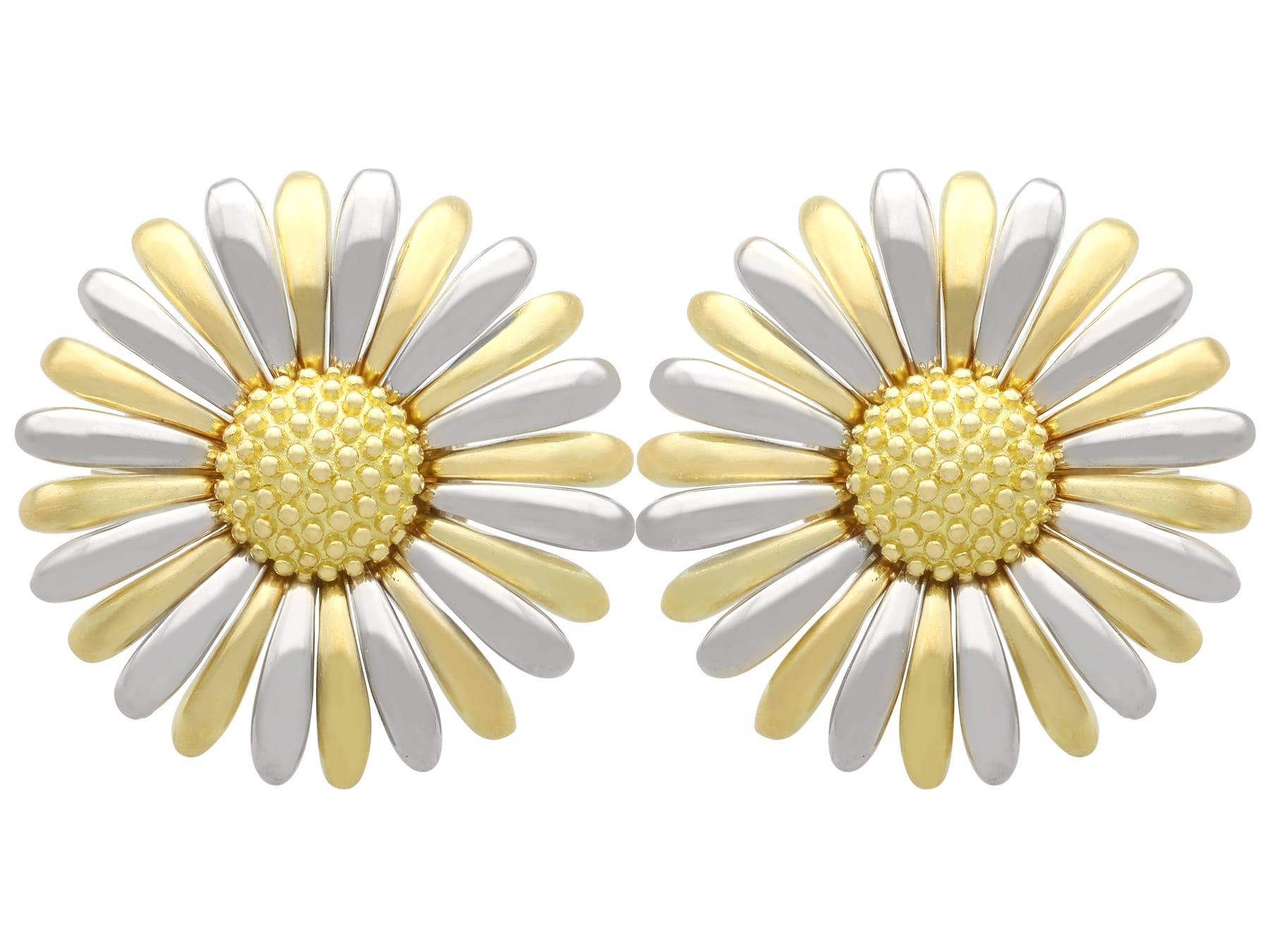 Vintage 18k Gold Floral Earrings by Asprey & Garrard Circa 1990 For Sale