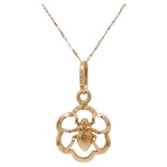 Vintage 18K Gold Flower and Insect / Spider Charm for a Bracelet