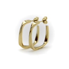 Vintage 18K Gold Frank Gehry Torque Hoop Earrings for Tiffany & Co