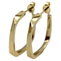 Vintage 18K Gold Frank Gehry Torque Hoop Earrings for Tiffany & Co