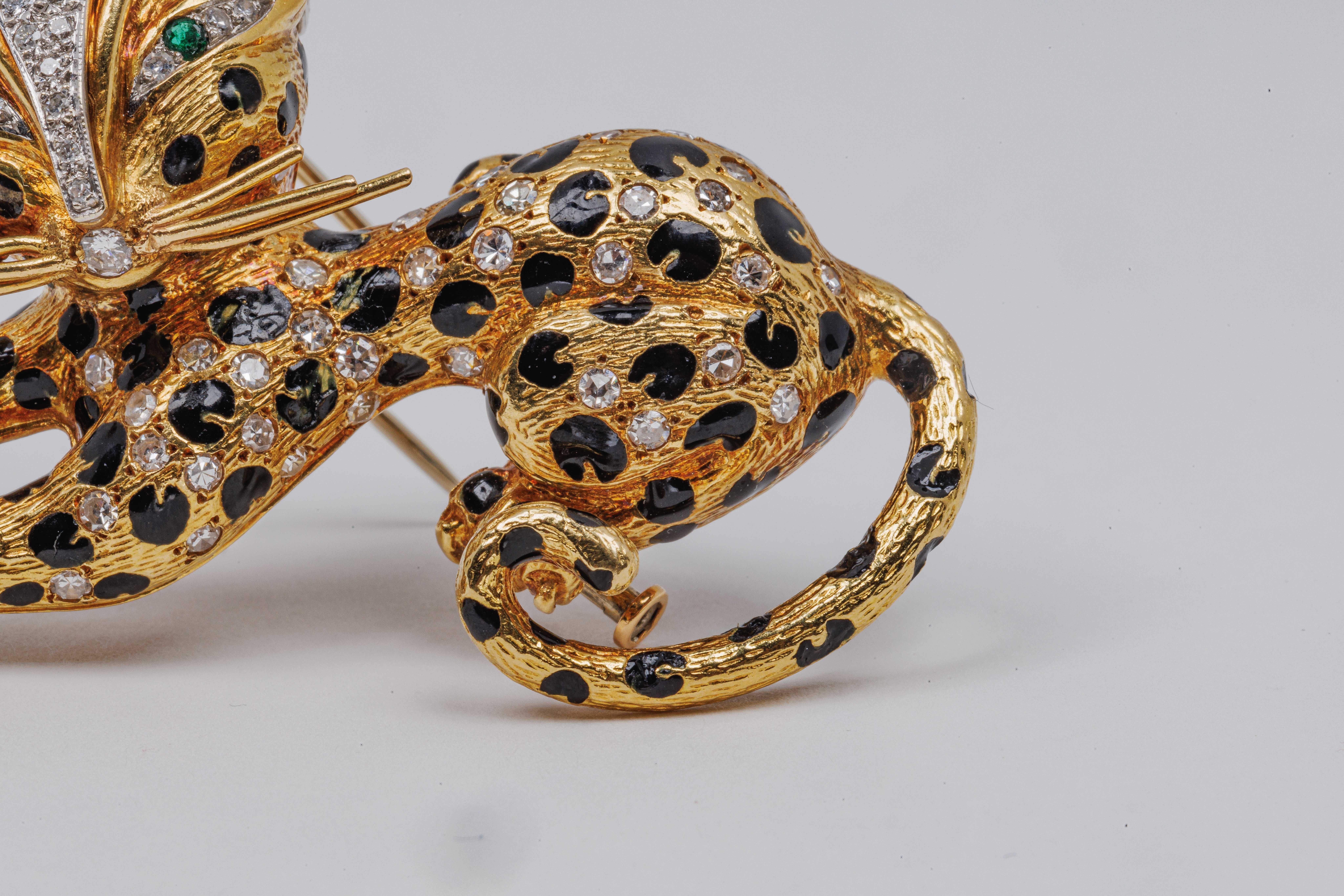vintage leopard brooch