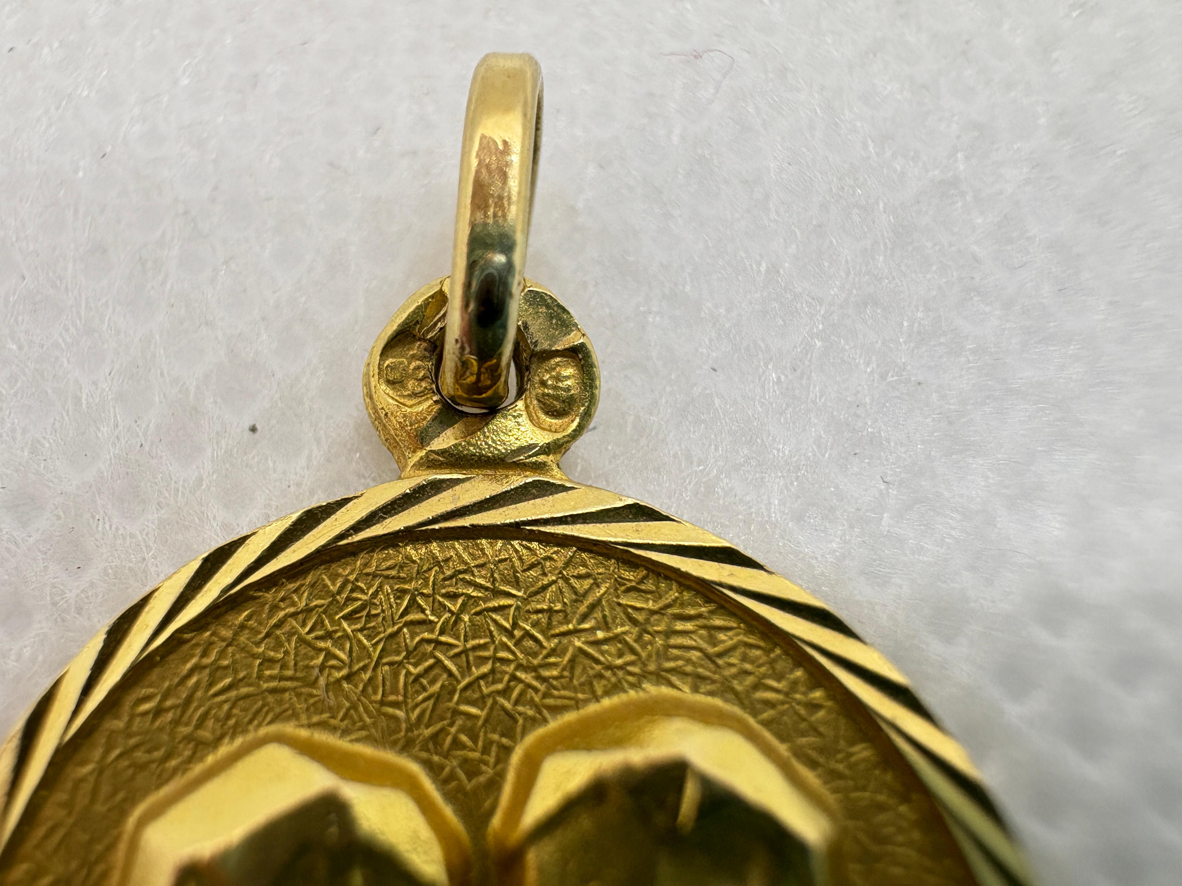 Vintage 18k Gold Gemini Zodiac Anhänger - Spanisch astrologischen Medaille für Damen oder Herren im Angebot